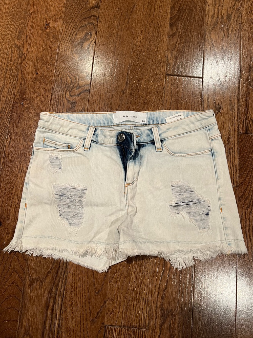 IRO bleached denim shorts